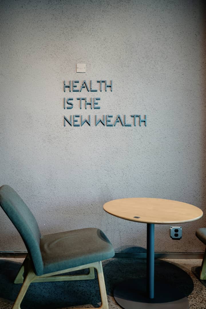 health is the new wealth wall sign in a waiting area Teso Elites Development Association - Teso Elites Development Association